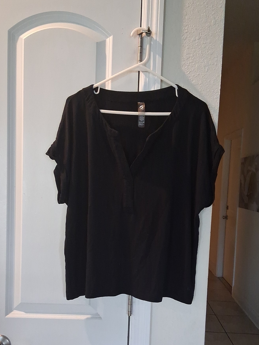 Lou & Grey Black Short Sleeve Henley Top